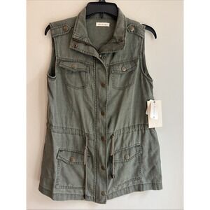 NWT Altar'd State Vest Womens Size Medium Olive Green Military Cargo‎ Jacket New